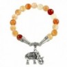 Falari Elephant Lucky Charm Natural Stone Bracelet Apricot Agate B2448-AP - C8124HGLV9D