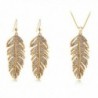 Dlakela "The Wing of Love" Crystal Pave Alloy Feather Pendant Necklace Earrings Set - Golden - CY11NJEL8X9