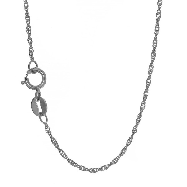 JewelStop 10k Solid White Gold 0.8 mm Singapore Chain Necklace- Spring Ring Clasp - 18" - CT11XVRA8T3