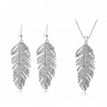 Dlakela Crystal Feather Necklace Earrings