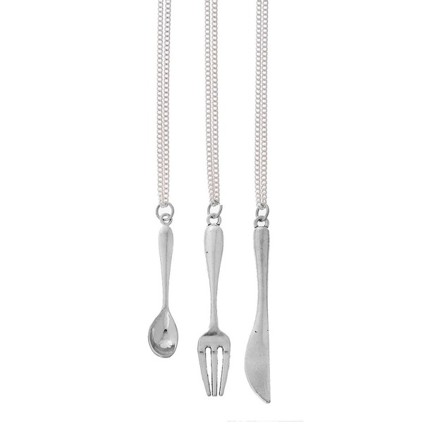 MJARTORIA Silver Color Spoon Fork Knife Pendant BFF Best Friends Forever Friendship Necklace Set of 3 - CB126GPCUPR
