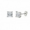 Cubic Zirconia Princess Cut Stud Earrings - White - C4129Z1QAP9