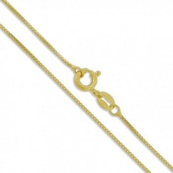 Sterling Silver Yellow 22k Gold Plated Box Chain 1mm 925 Italy New Necklace - CZ11F9413O1