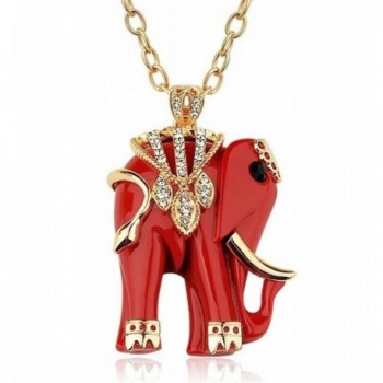 New Comming Crystal Red Elephant Pendant Long Chain Necklace Animal Jewelry(WP-F110) - CH11BXMAX2P