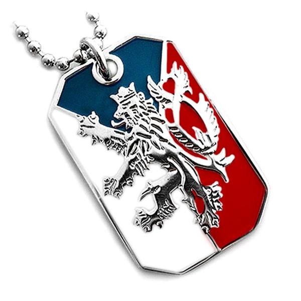 CZECH REPUBLIC FLAG BOHEMIAN LION COAT ARMS PENDANT DOG TAG NECKLACE NICKEL FREE - CT117097T3R