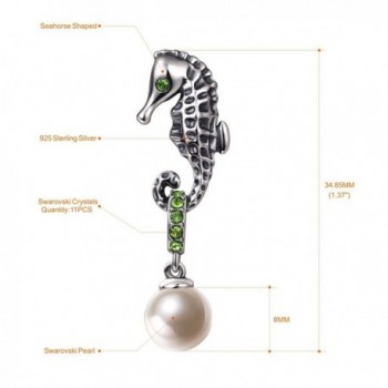 Sterling Seahorse Earrings Swarovski Crystals in Women's Stud Earrings