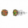 Trustmark 925 Sterling Silver 6mm Black Created Opal Faceted Screw Back Stud Earrings- Aurora - CY11TWAQP4F