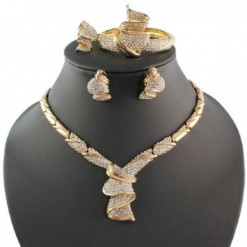 Fashion Women 18k Gold Plated Africa Dubai Wedding Party Necklace Jewelry Set - CS123JZG1VL