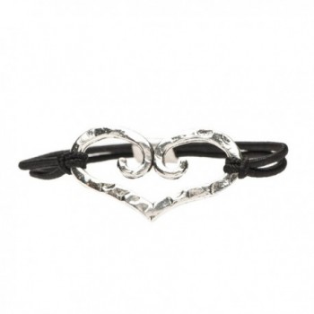 Open Heart Pewter and Nylon Stretch Bracelet - C311TRD8KKZ