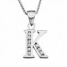S925 Sterling Silver Cubic Zirconia 26 Letters Alphabet Personalized Charm Pendant Necklace - C5126NOL0EX