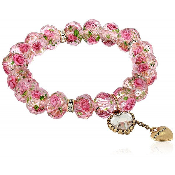 Betsey Johnson Womens Tzarina Pink Beads Stretch Bracelet - pink - CW116CZI14L