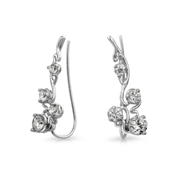 Bling Jewelry .925 Silver Ear Pins Modern CZ Ear Crawlers Rhodium Plated - C811UF0BA55