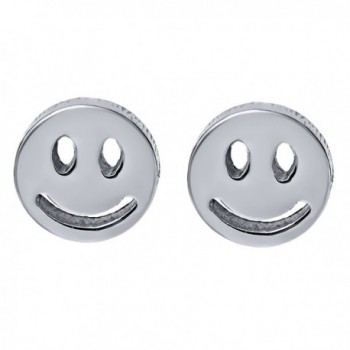 Eye Catching Stainless Steel Smiley Face Stud Earrings - C3125SIKELF