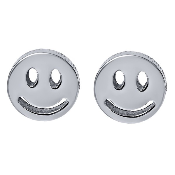 Eye Catching Stainless Steel Smiley Face Stud Earrings - C3125SIKELF