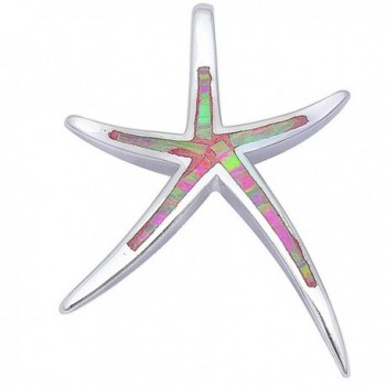 Lab Created Pink fire Opal Starfish .925 Sterling Silver Pendant 1.25" - CV11MBGTQT9