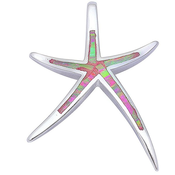 Lab Created Pink fire Opal Starfish .925 Sterling Silver Pendant 1.25" - CV11MBGTQT9