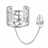 Lux Accessories Silvertone Caged Geo Hand Chain Cuff Bracelet - CU12HHCWQHP