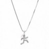 Silver Plated Crystal Man and Woman Runner Figure Necklace - CD11MORW3A3