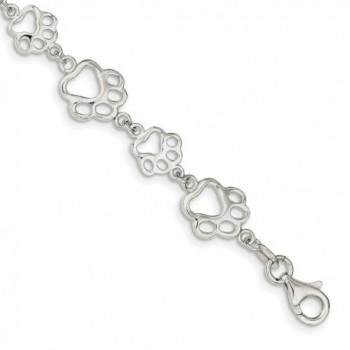 Sterling Silver 7.5in Polished Paw Print Bracelet - CI11FRTBITX