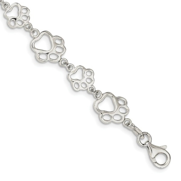 Sterling Silver 7.5in Polished Paw Print Bracelet - CI11FRTBITX