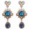 BriLove Inspired Chandelier Earrings Antique Gold Tone - Blue Topaz Color w/ Sapphire Color Antique-Gold-Tone - CE11WZ6LGXT