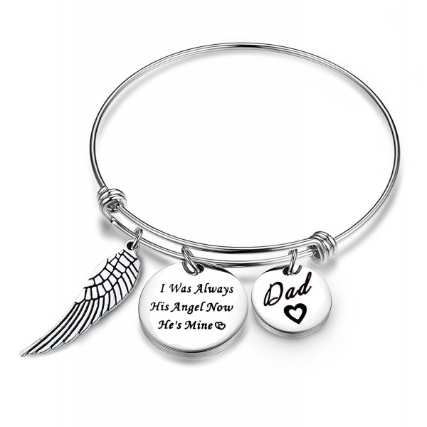 Ensianth I Was Always His Angel Now He's Mine Dad Expendable Pendant Bangle with Angel Wing - angle bangle - CI17YU4WENE