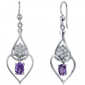 Amethyst Dangle Earrings Sterling Silver Rhodium Nickel Finish 1.50 Carats Heart Design - CO116LWJ4ZP
