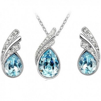 MAFMO Beautiful Platinum plated Necklace Earrings - Light blue - CJ12LM9LCGP