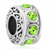 LuckyJewelry Filigree Charm 12 Colors Crystal Birthstone Spacer Round Beads Fit Charms Bracelet (August) - CD12K6BAM7T