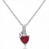 Trillion Created Ruby and Diamond Pendant-Necklace in Sterling Silver - C411F927YRX