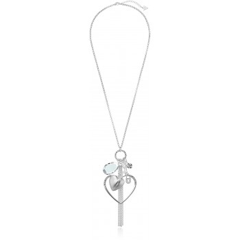 GUESS Basic Large Open Heart Charm Pendant Necklace - Silver - CC12FSFAVL5