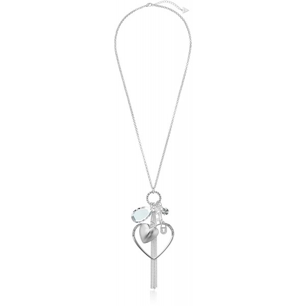 GUESS Basic Large Open Heart Charm Pendant Necklace - Silver - CC12FSFAVL5