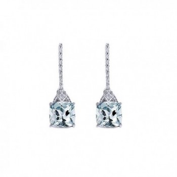 Simulated Aquamarine & White Natural Diamond Dangle Earrings in 14k Gold Over Sterling Silver - C017WWS4LNO