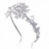 EVER FAITH Wedding Butterfly 2 Flower Headband Clear Austrian Crystal Silver-Tone - CK11JM6Y8K3