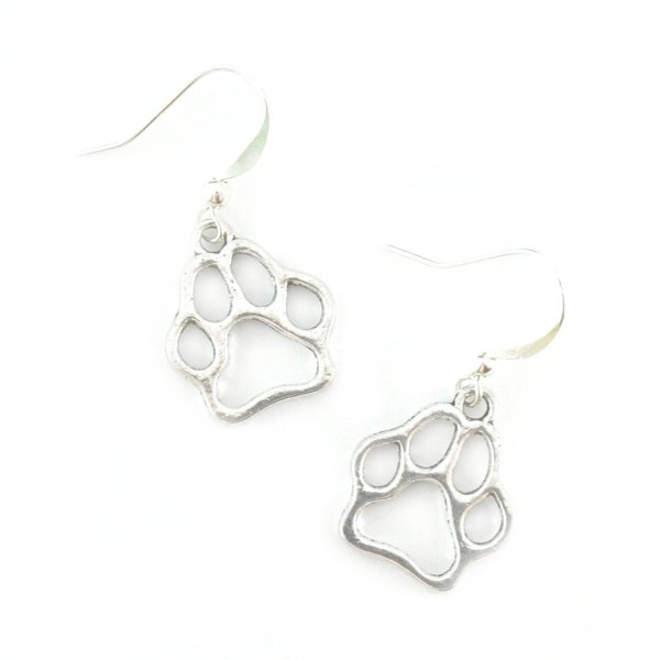 Silver Paw Print Charm Earrings - Dog Lover - C5183RWYQGA