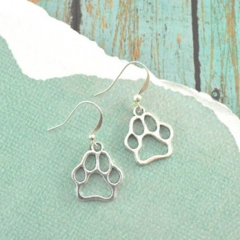 Silver Paw Print Charm Earrings