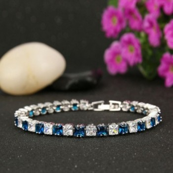 EVER FAITH Bracelet Sapphire Color Silver Tone in Women's Tennis Bracelets