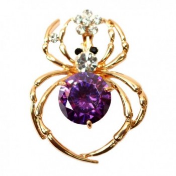 Navachi 18k Gold Plated Purple Zircon Crystal Spider Brooch Pin - CW11SKHT6GL