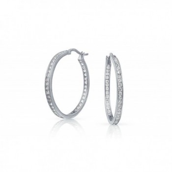 NYC Sterling Women's 30MM In & Out Cubic Zirconia Hoop Earring - C912O6BDMH5