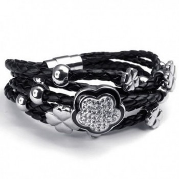KONOV Stainless Braided Leather Bracelet in Women's Wrap Bracelets