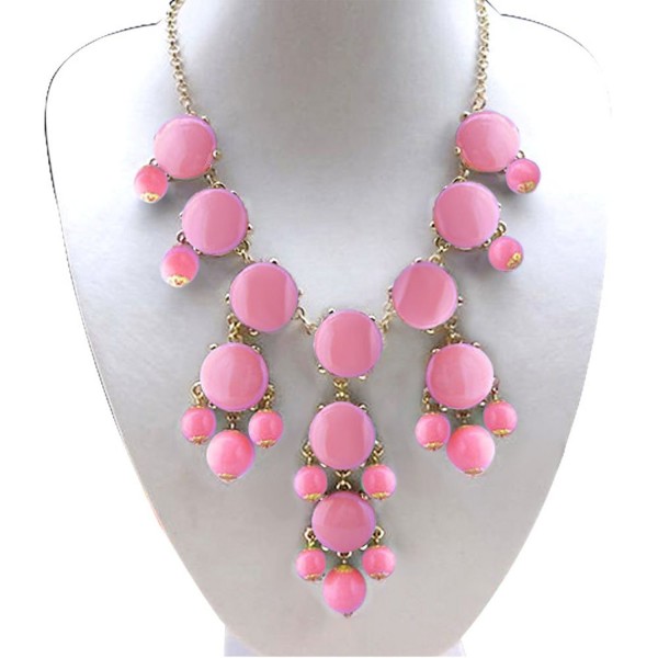 LuckyJewelry Vintage Women Choker Chunky Statement Bib Pendant Trendy Bohemian Turkish Necklace - Pink - CS12J3WGWDL