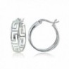 Sterling Silver Greek Key 20mm Round Hoop Earrings - Sterling Silver - C812L45Q9HJ