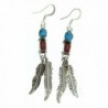 USA made by Navajo Artist Betty Begay: Beautiful Sterling-silver Treated Turquoise & Coral drop-earrings - C3117OQJJDT