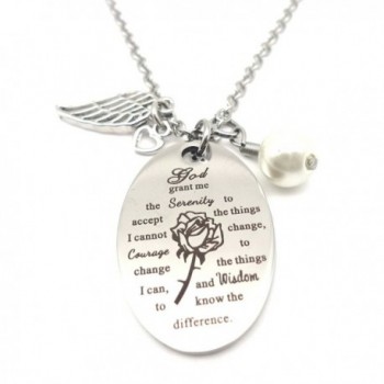 God Grant Me the Serenity to Accept the .... Bible Verse Prayer Necklace with Free Chain Christian - C4188CWD5AM