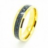 8mm Golden Colored Tungsten Wedding Band with Blue & Black Carbon Fiber Inlay - C711EZ8B96J