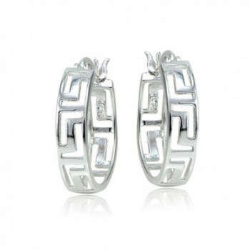 Sterling Silver Greek Round Earrings