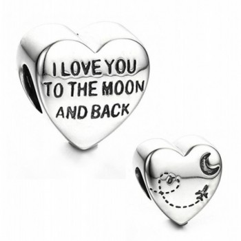 Best Wing Jewelry .925 Sterling Silver "I Love You to the Moon and Back" Charm Bead - C712BI98YVZ