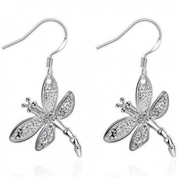 SDLM Womens Sterling Silver Plated Jewelry Dragonfly Hook Earrings-Dangle - CF12O9PTLDY