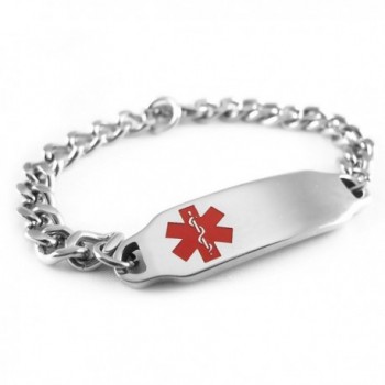 MyIDDr - Pre-Engraved & Customizable Alzheimer's Medical ID Bracelet- Wallet Card Incld- Red Symbol - CU114IOWDMT