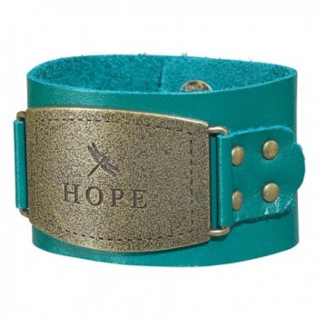 Ladies Leather Christian Cuff Wristband w/"Hope" Buckle - C911OQBDCW9